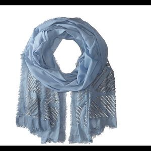 BCBG LINOCUT BOX EVENING WRAP DENIM SEQUIN SCARF